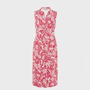 HOBBS London Red & White Nadia Jersey Sleeveless Mock Wrap Dress 4